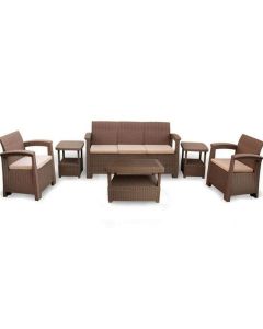 Salon de jardin SOFPINCE Syphax 5 places - Marron