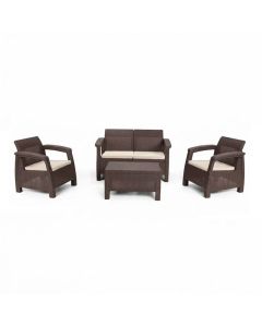 Salon de Terrasse Carthage 4 Places Marron Sotufab