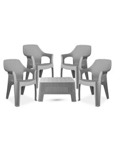 Salon Jardin SOTUFAB Chaise Barron + Table Monaco - Gris