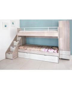 Chambre Enfant TWIN PLUS 168x248cm 1 Porte - Chène Brut / Chène Blanc - Tunisie