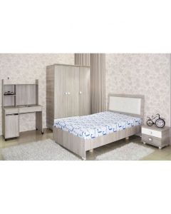 Chambre Enfant ZEINEB 190x90cm 3 Portes - Chène Brut / Blanc - Tunisie