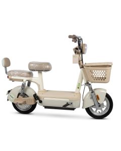 Scooter Électrique EWAY Ride Blanc Beige - 350W Tambour & Panier