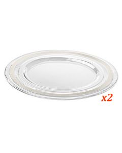 Set De 2 Assiettes VIDIVI En Verre Avec Bande Platine - 32cm