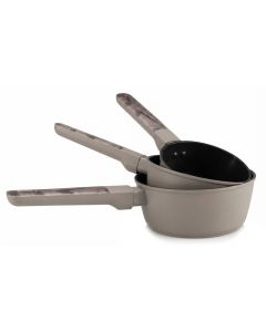 Set de 3 Casseroles Baroly 14-16-18cm – Taupe / Bois