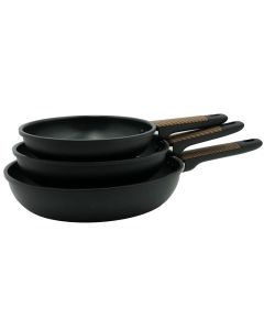 Set de 3 Poêles Antiadhésives Baroly 20-24-28cm – Bois