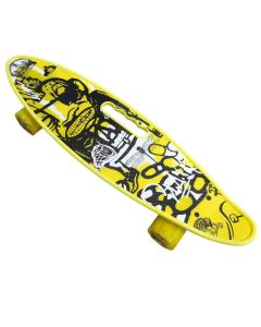 Skateboard Cruiser Rétro avec Poignée – Bleu – 61cm