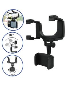 Support Téléphone Pour Rétroviseur de Voiture - Noir 