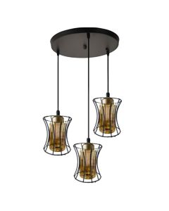 Suspension Décorative à 3 Luminaires Métalliques - Noir Mat