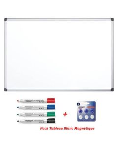 Pack Tableau Blanc Magnétique 100 x 200 cm + 4 Aimants + Marqueur 