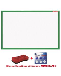 Tableau Blanc Magnétique MEMOBOARDS 60x40cm + 2 Cadeaux - Vert