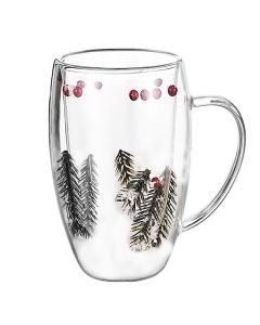 Tasse A Café Double Paroi Fleur Sapin - 400ml