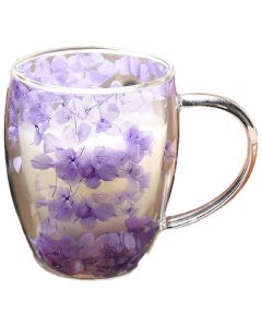 Tasse A Café Double Paroi Fleur Violet - 400ml