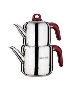 Théière KORKMAZ Hera Rouge 1.9L/1.1L - Inox