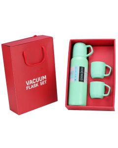 Coffret Thermos 400ml Avec 2 Tasses - Vert (22-FLASK60)
