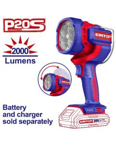 Torche LED Rechargeable 2000 Lumens - EMTOP ELWLI2088