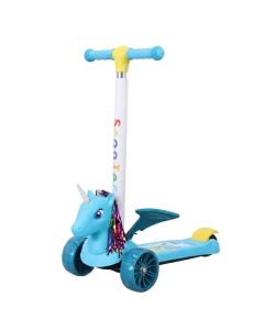 Trottinette Enfant 3 Roues Licorne LED Bleu