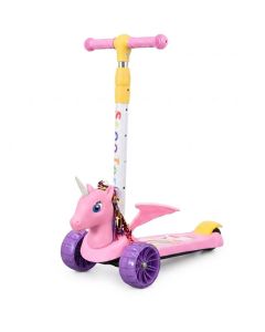 Trottinette Licorne 3 Roues Réglable Rose LED