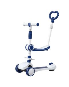 Trottinette Pliable 3En1 Musicale Et Lumineuse Pour Enfant - Bleu&Blanc