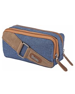 Trousse BRONS avec motif croix bouclée double zip - Bleu