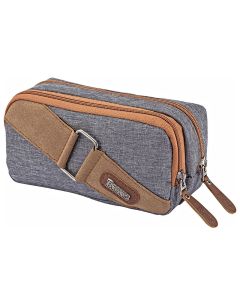 Trousse BRONS avec motif croix bouclée double zip - Gris