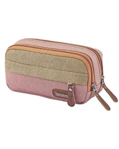 Trousse BRONS avec motif RADIAN DALLAS triple zip - Rose et marron