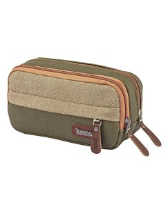 Trousse BRONS avec motif RADIAN DALLAS triple zip - Vert et marron