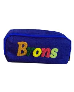 Trousse BRONS brodée double zip - Bleu Marine 