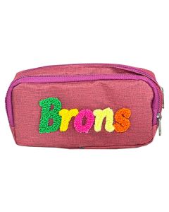 Trousse BRONS brodée double zip - Rouge 