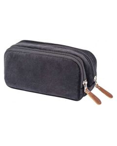 Trousse BRONS velours double zip - Noir 