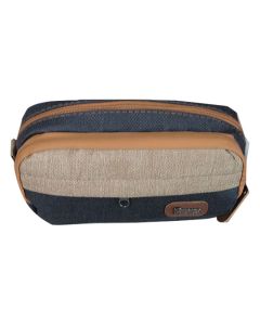 Trousse capitonnée BRONS avec motif RADIAN DALLAS triple zip - Noir et marron