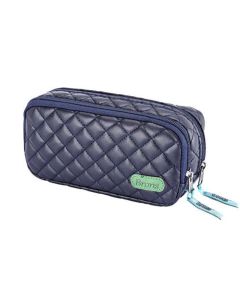 Trousse Capitonnée BRONS double zip - Bleu 