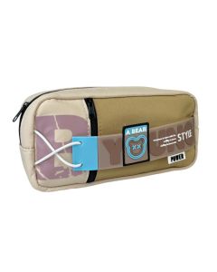 Trousse Scolaire A Bear A-2952 Beige | Tissu Durable & 2 Fermetures Éclair
