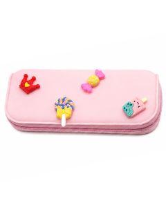 Trousse Scolaire en Silicone Rose - Motif Gourmand - Souple et Résistante