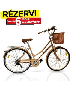 Vélo de Ville RODEO 6026-C6VS Avec Panier Avant - Beige