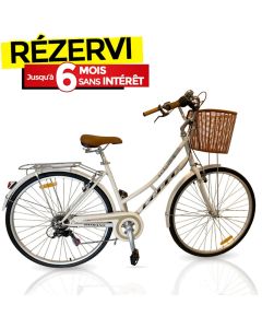 Vélo de Ville RODEO 6026-C6VS Avec Panier Avant - Blanc