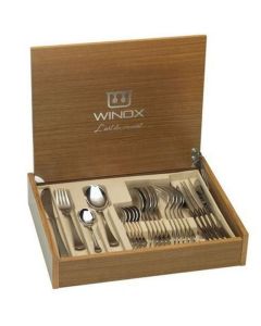 Coffret en Bois WINOX 24 Pièces De Table Anbar Inox - Gold