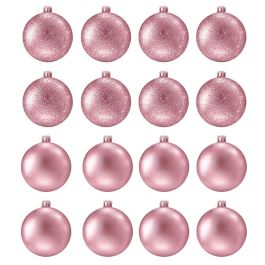 16 Boules de Décoration Pour Sapin - Rose (KM805)