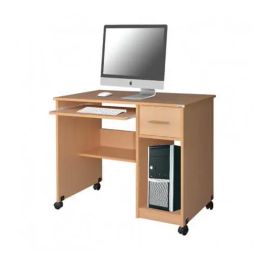Bureau Informatique Classique SOTUFAB à Roulettes - Hêtre (BI0116)