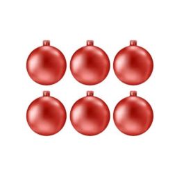 6 Boules de Décoration Pour Sapin 8 cm - Rouge