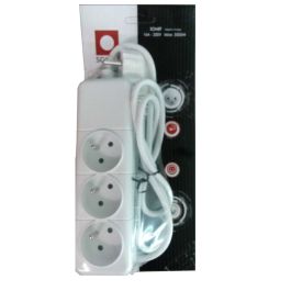 Bloc Multiprise SOMEF 3 Modules Sans Interrupteur 1.4M - Blanc