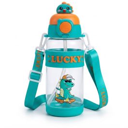 Gourde d'Eau KAWAII Pour Enfant avec Sangle et Figurine 500ml - Vert