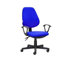 Chaise De Bureau Sécretaria SOTUFAB En Simili Cuir Avec Accoudoirs - Bleu