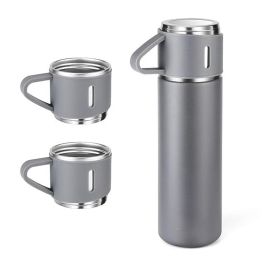 Coffret Thermos 500ml Avec 2 Tasses - Gris