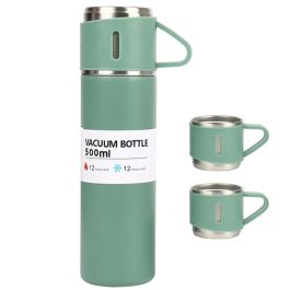 Coffret Thermos 500ml Avec 2 Tasses - Vert