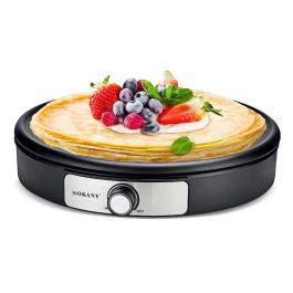 Machine à Crêpes électrique SOKANY - Plaque Anti-adhésive 20 Cm, Poignée Froide, 650W