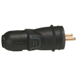 Fiche mâle LEGRAND 2P+T caoutchouc - Noir