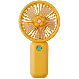 Mini Ventilateur à Main Rechargeable Support Fleur - Jaune