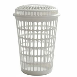 Panier à Linge Plastique Avec Couvercle - Blanc