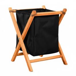Panier à Linge Pliable en Bois Petit Modèle - Noir