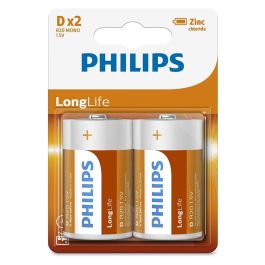 2x Piles PHILIPS Zinc LongLife D R20 Mono 1.5V